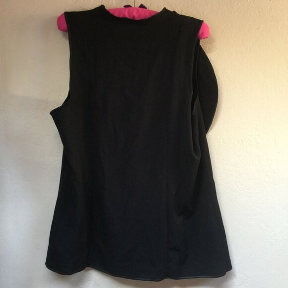 Spirithouse Women's Ruffle Front Top Blouse V-Neck Drape Large Sleeveless Black - Picture 3 of 8